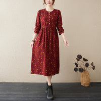 Retro Blossom Cotton-Linen Maxi Dress
