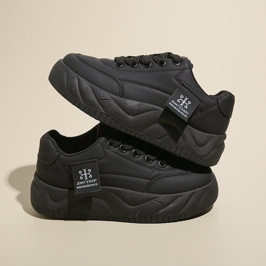 Color Block Height Increasing Sneakers – Lace-Up Low Top