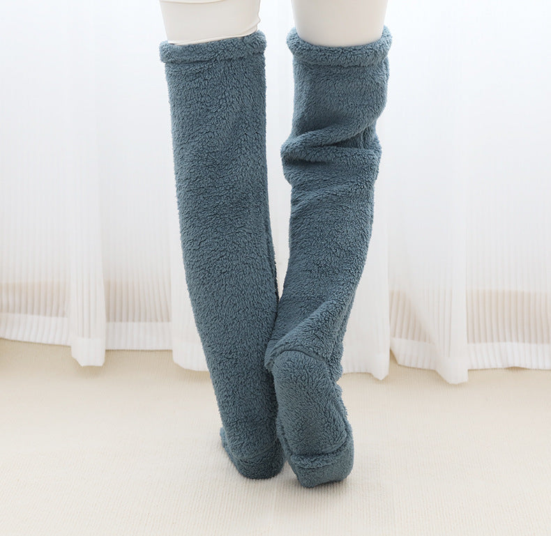 Over Knee High Fuzzy Long Socks Winter Warm Cold Leg Knee Joint Cold-proof Stockings Home Floor Sleeping Socks - MANDOTOS