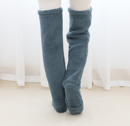 Over Knee High Fuzzy Long Socks Winter Warm Cold Leg Knee Joint Cold-proof Stockings Home Floor Sleeping Socks - MANDOTOS