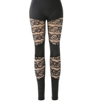 Chic Autumn Lace & Leather Leggings - MANDOTOS INTERNATIONAL