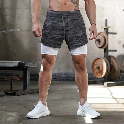 Camo Running Shorts Men Gym Sports Shorts 2 In 1 Quick Dry Workout Training Gym Fitness Jogging Short Pants Summer Men Shorts - MANDOTOS