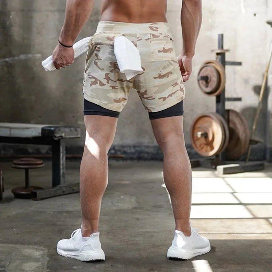 Camo Running Shorts Men Gym Sports Shorts 2 In 1 Quick Dry Workout Training Gym Fitness Jogging Short Pants Summer Men Shorts - MANDOTOS