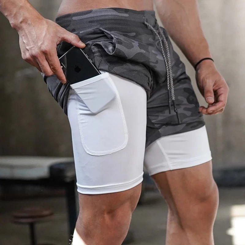 Camo Running Shorts Men Gym Sports Shorts 2 In 1 Quick Dry Workout Training Gym Fitness Jogging Short Pants Summer Men Shorts - MANDOTOS