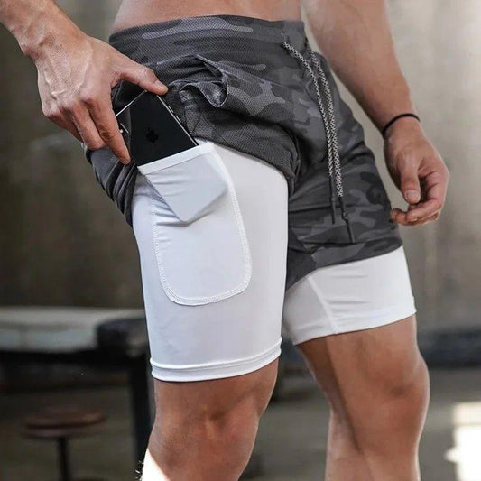 Camo Running Shorts Men Gym Sports Shorts 2 In 1 Quick Dry Workout Training Gym Fitness Jogging Short Pants Summer Men Shorts - MANDOTOS