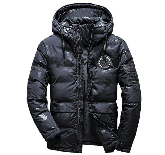 Camouflage Men's Winter Jacket Coat Hooded Casual Slim Down Parka Autumn Camo Windproof Warm Mens Overcoat - MANDOTOS