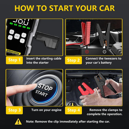 Car Jump Starter With Air Compressor LCD Screen 21800mAh Portable Booster Charger 6000A Powerful Car Battery Starting Devi - MANDOTOS