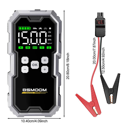 Car Jump Starter With Air Compressor LCD Screen 21800mAh Portable Booster Charger 6000A Powerful Car Battery Starting Devi - MANDOTOS