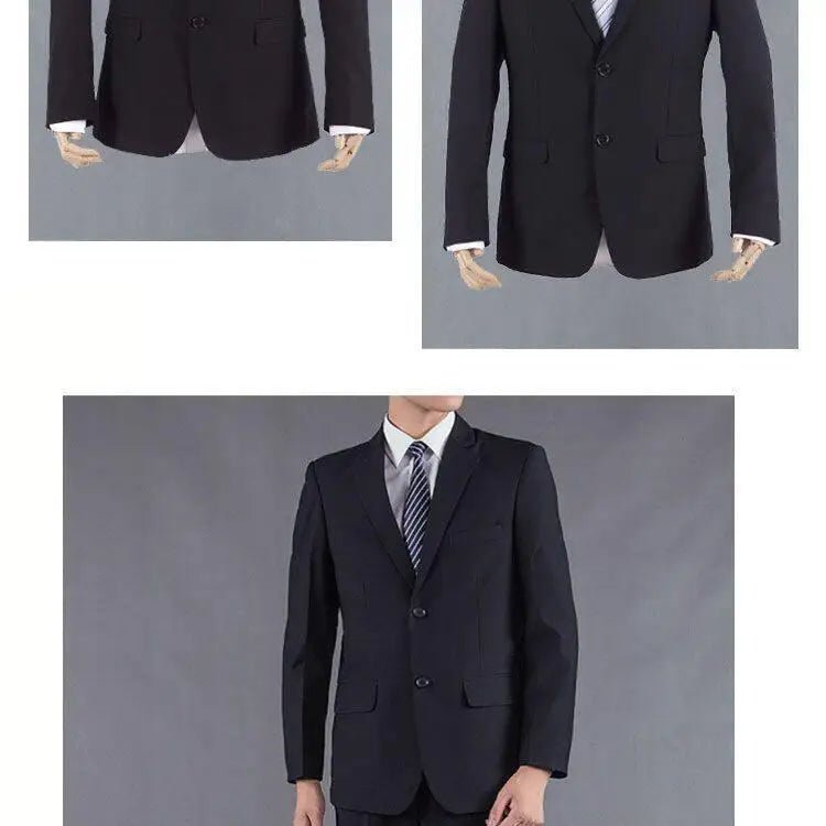 Casual Two-Piece Suit for Men Business Professional Youthful Style Cotton Spring Summer Autumn Wear Double-Cuffed Office Appr... - MANDOTOS INTERNATIONAL