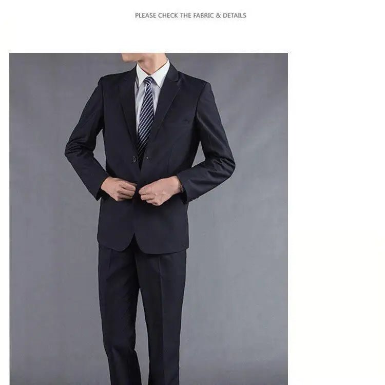 Casual Two-Piece Suit for Men Business Professional Youthful Style Cotton Spring Summer Autumn Wear Double-Cuffed Office Appr... - MANDOTOS INTERNATIONAL