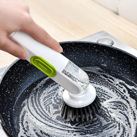 2-in-1 Soap Dispensing Dish Brush with Replacement Heads & No Leak Design MANDOTOS