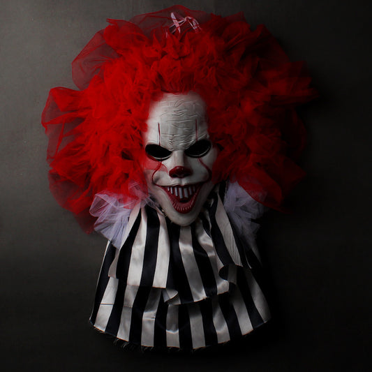 Halloween Horror Clown Wreath Door Hanging Wreath Decoration Wall Hanging Clown Ghost Festival Halloween Party Supplies Home Decor - MANDOTOS