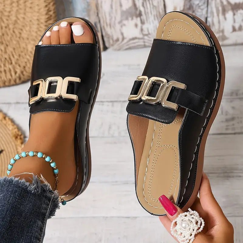 Chain Wedge Platform Peep-Toe Sandals – 5 Colors EU 36–45 - MANDOTOS INTERNATIONALSandals