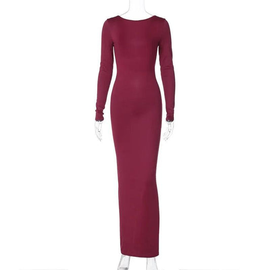 Chic Backless Silk Dress - MANDOTOS