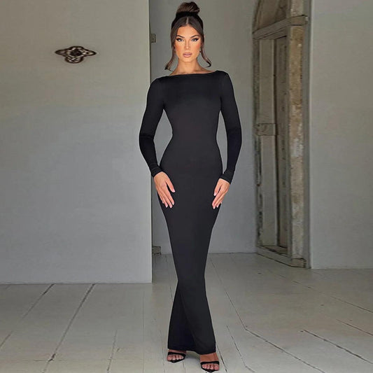 Chic Backless Silk Dress - MANDOTOS