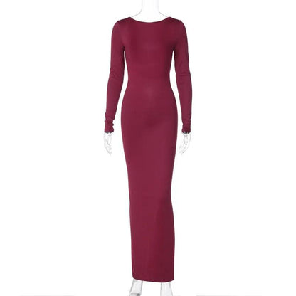 Chic Backless Silk Dress - MANDOTOS