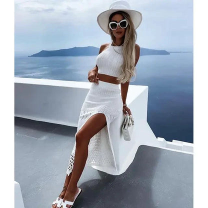 Coastal Chic Beach Knit Skirt Set - Effortless Style, Comfort & Versatility - MANDOTOS