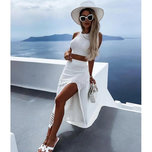 Chic Beach Knit Skirt Set - MANDOTOS