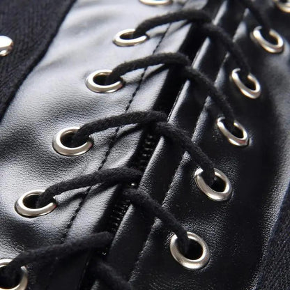 Chic Leather Lace-Up Skirt - MANDOTOS