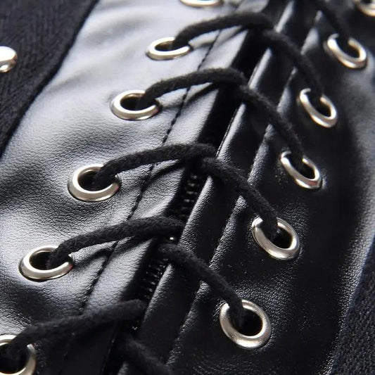 Chic Leather Lace-Up Skirt - MANDOTOS