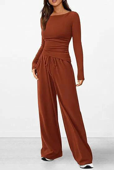 Chic Long-Sleeve Trousers Set - MANDOTOS