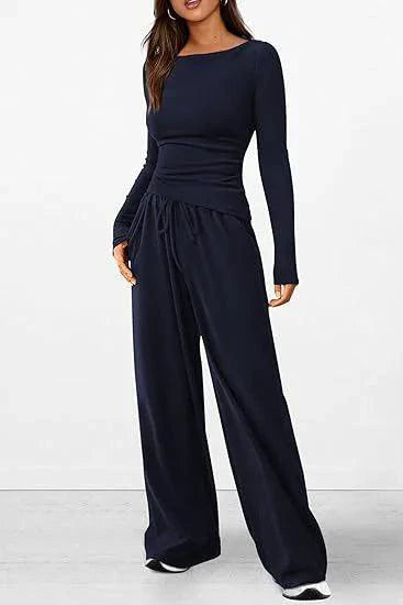 Chic Long-Sleeve Trousers Set - MANDOTOS