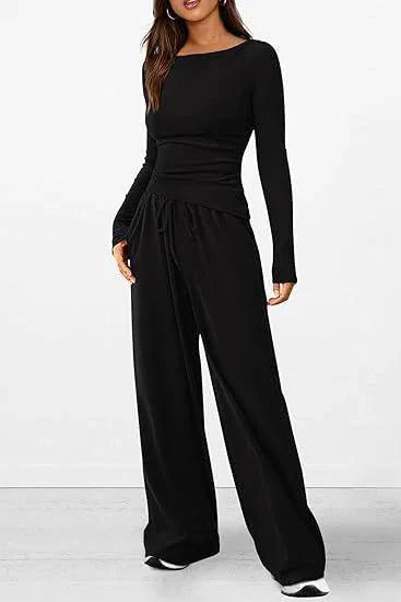 Chic Long-Sleeve Trousers Set - MANDOTOS
