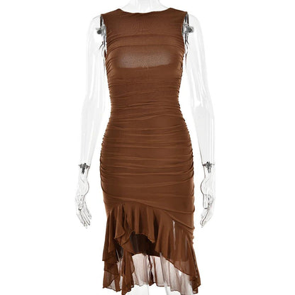 Chic Sleeveless Midi Dress - MANDOTOS