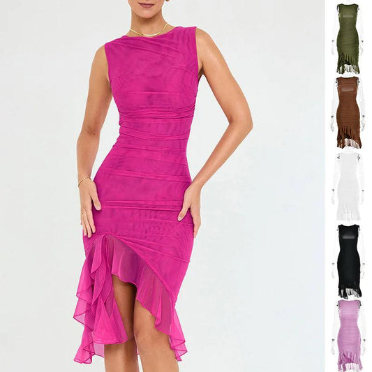 Chic Sleeveless Midi Dress - MANDOTOS