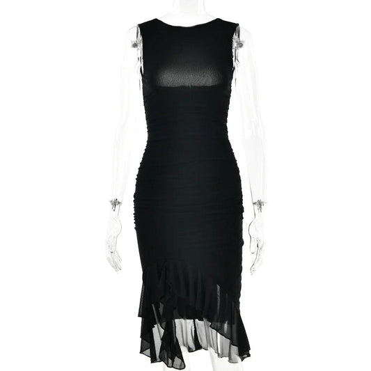 Chic Sleeveless Midi Dress - MANDOTOS