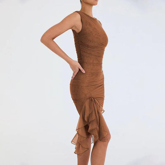 Chic Sleeveless Midi Dress - MANDOTOS