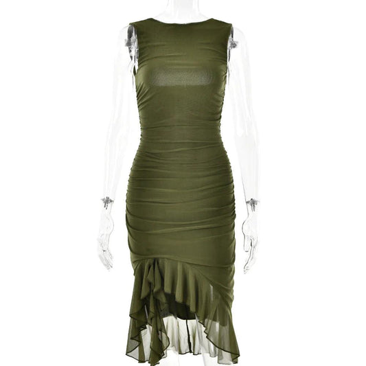 Chic Sleeveless Midi Dress - MANDOTOS