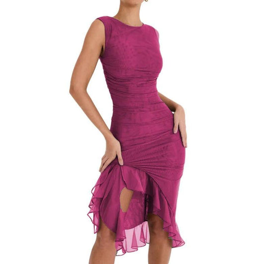 Chic Sleeveless Midi Dress - MANDOTOS