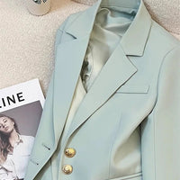 Chic Stand Collar Women's Blazer Coat, Elegant Office Outwear - MANDOTOS INTERNATIONAL