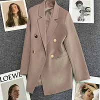 Chic Stand Collar Women's Blazer Coat, Elegant Office Outwear - MANDOTOS INTERNATIONAL