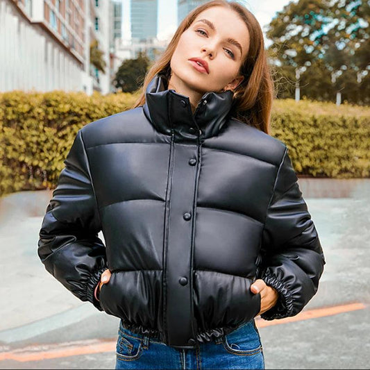 Chic Winter PU Leather Jackets - MANDOTOS