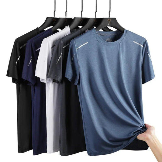 CHRLCK Men's Running Quick Drying T-shirts Breathable Hiking Fishing Tees Soft Elasticity Outdoor Sports Short Shirt Summer - MANDOTOS