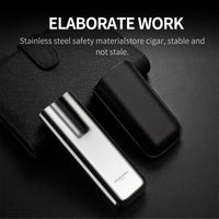Cigarloong Portable Stainless Steel Cigar Case Anti-pressure Travel Leather Cigar Humidor Box - MANDOTOS INTERNATIONAL