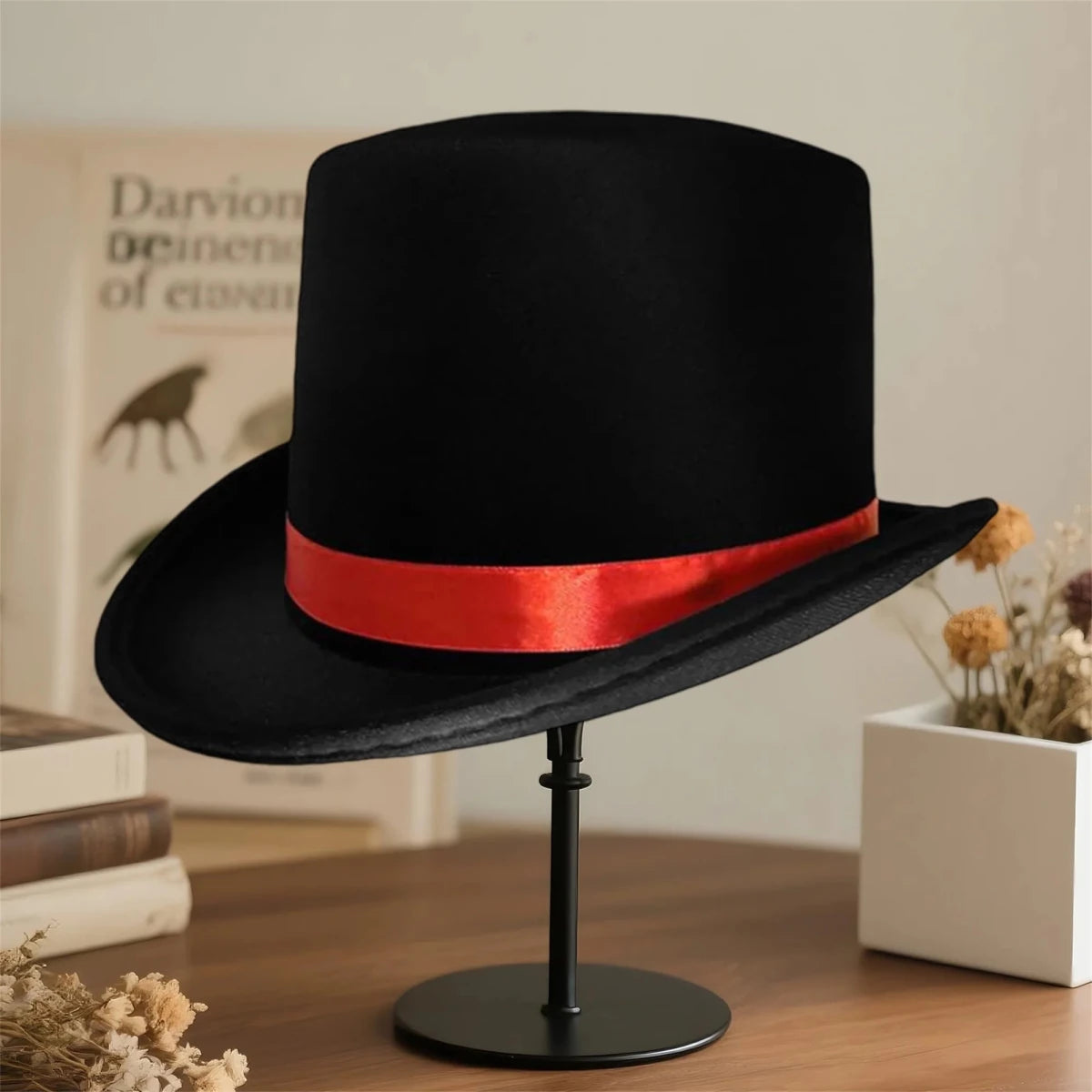Classic Black Top Hat for Adults Costume Magician Elegant Design - MANDOTOS INTERNATIONAL