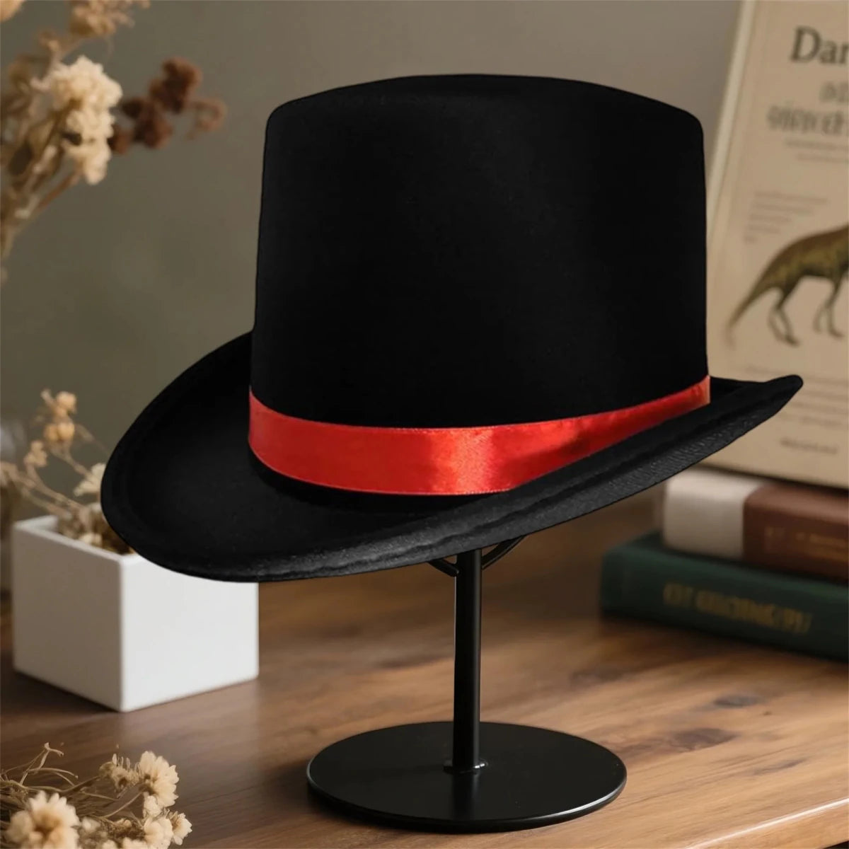 Classic Black Top Hat for Adults Costume Magician Elegant Design - MANDOTOS INTERNATIONAL