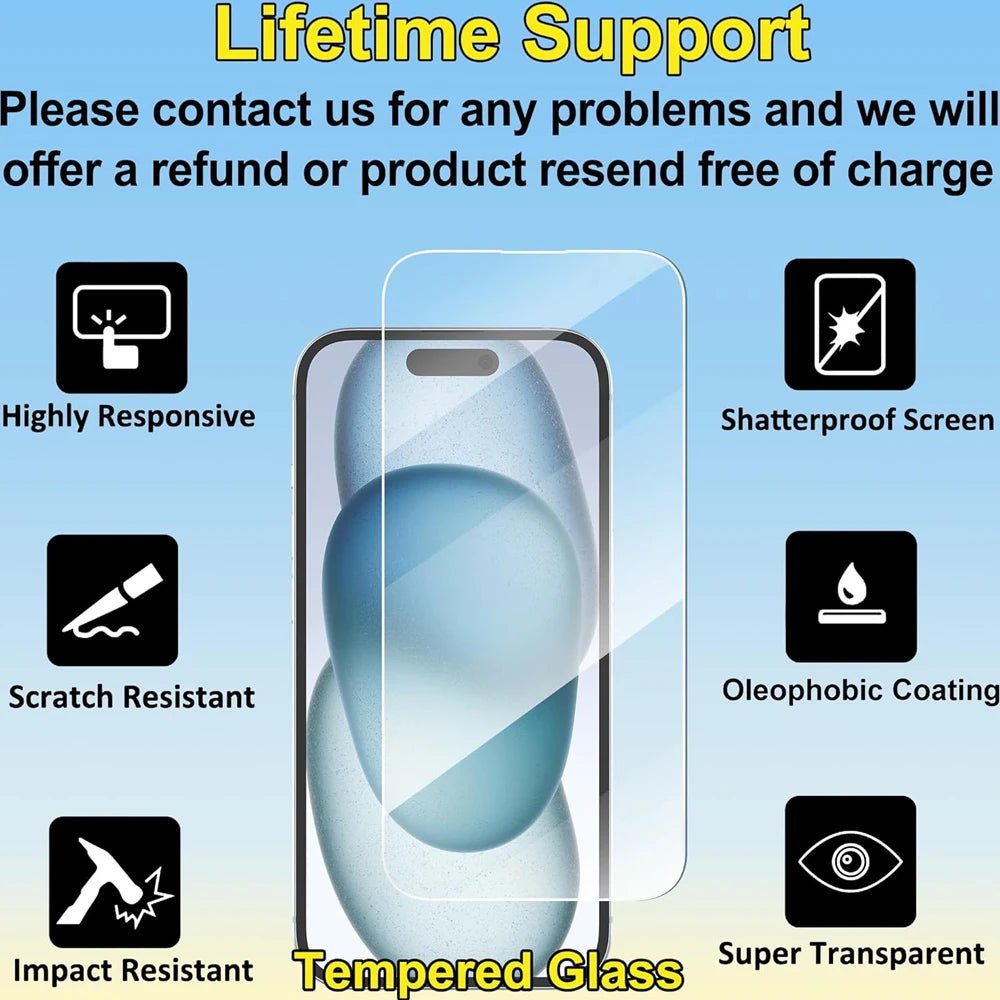 Premium Tempered Glass Screen Protector for iPhone Generations 11-17 - Clear Glass Film - MANDOTOS INTERNATIONAL