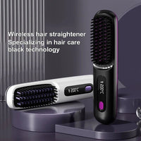 Cordless Portable Mini Hair Straightener - USB Rechargeable Hot Comb and Styling Brush for Travel - MANDOTOS INTERNATIONAL