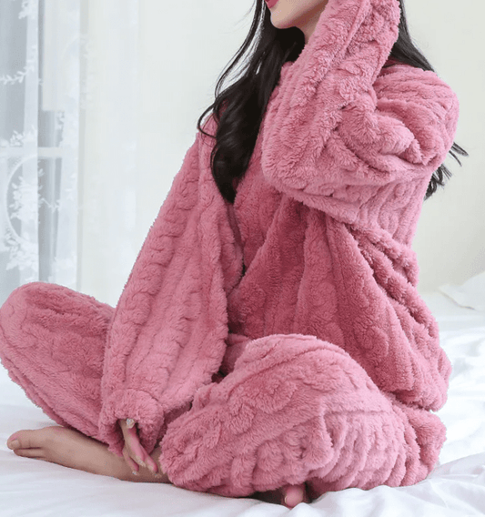 Cozy Coral Velvet Sleepwear Set - MANDOTOS INTERNATIONAL