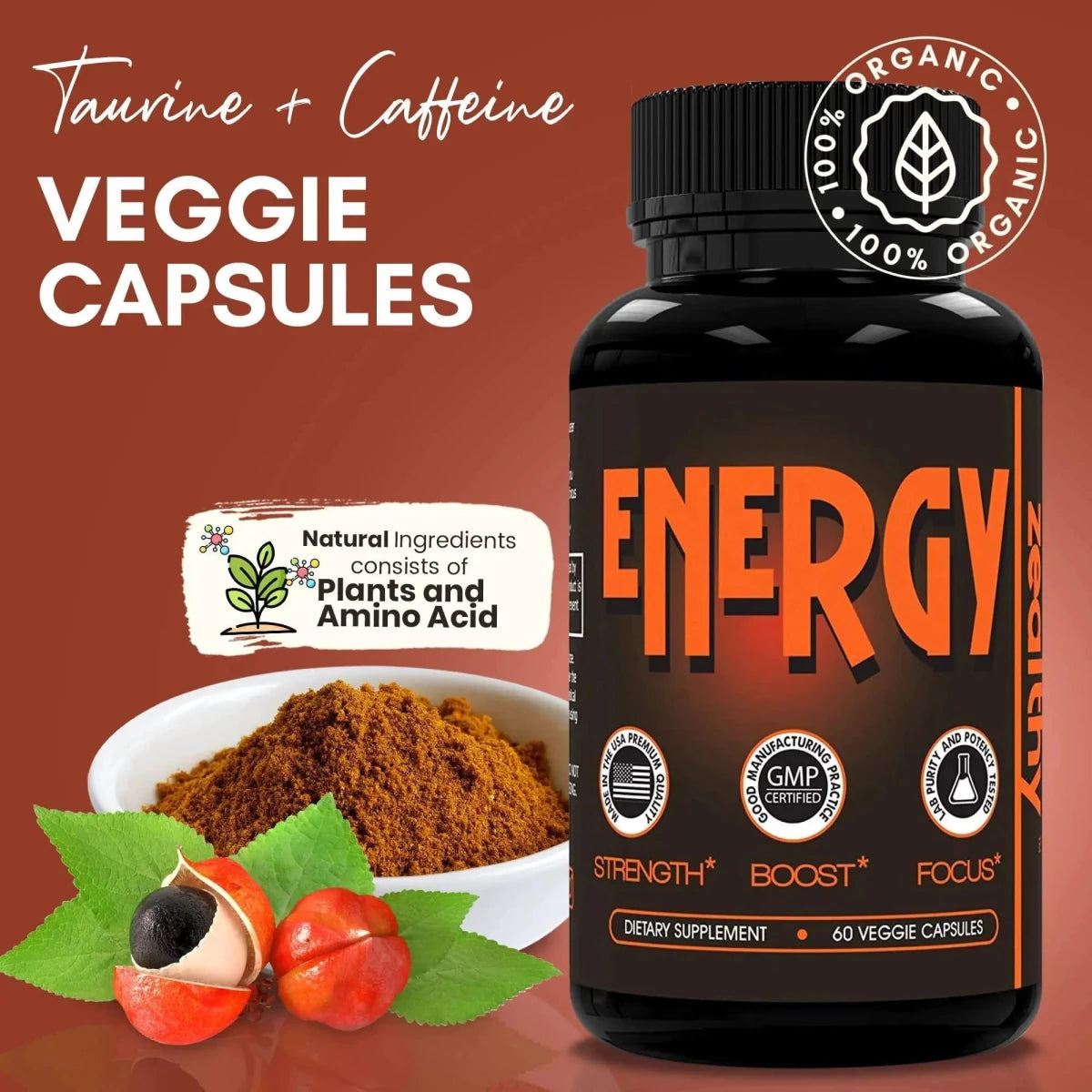 Caffeine Pills Alternative to an Energy Drink Energy Gel Energy Gummies 60 Pills - MANDOTOS INTERNATIONAL