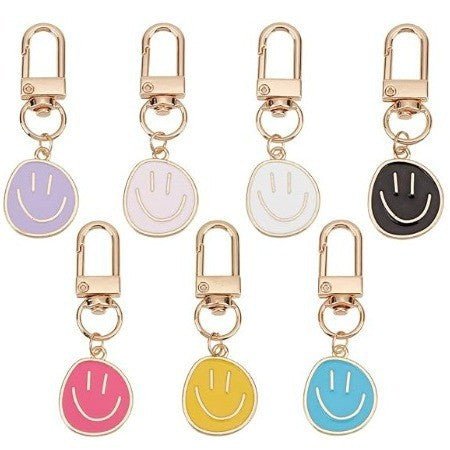 Cross-border e-commerce alloy color dripping smiley face keychain electroplated gold irregular expression bag pendant accessories - MANDOTOS INTERNATIONAL