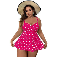 Custom Plus Size Swim Dress Sexy Backless Dot Prints Two Piece High Wist Bikini Swimsuit Women Swimwear - MANDOTOS INTERNATIONAL
