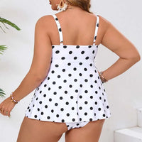 Custom Plus Size Swim Dress Sexy Backless Dot Prints Two Piece High Wist Bikini Swimsuit Women Swimwear - MANDOTOS INTERNATIONAL