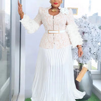 Elegant African V-neck Maxi Dress for Wedding Party - MANDOTOS INTERNATIONAL