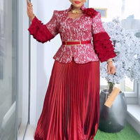 Elegant African V-neck Maxi Dress for Wedding Party - MANDOTOS INTERNATIONAL