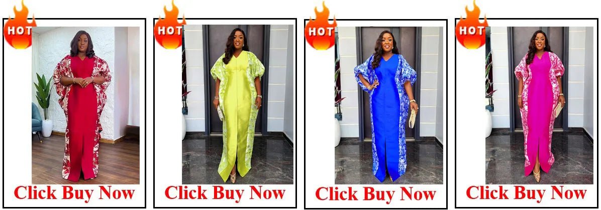 Elegant African V-neck Maxi Dress for Wedding Party - MANDOTOS INTERNATIONAL
